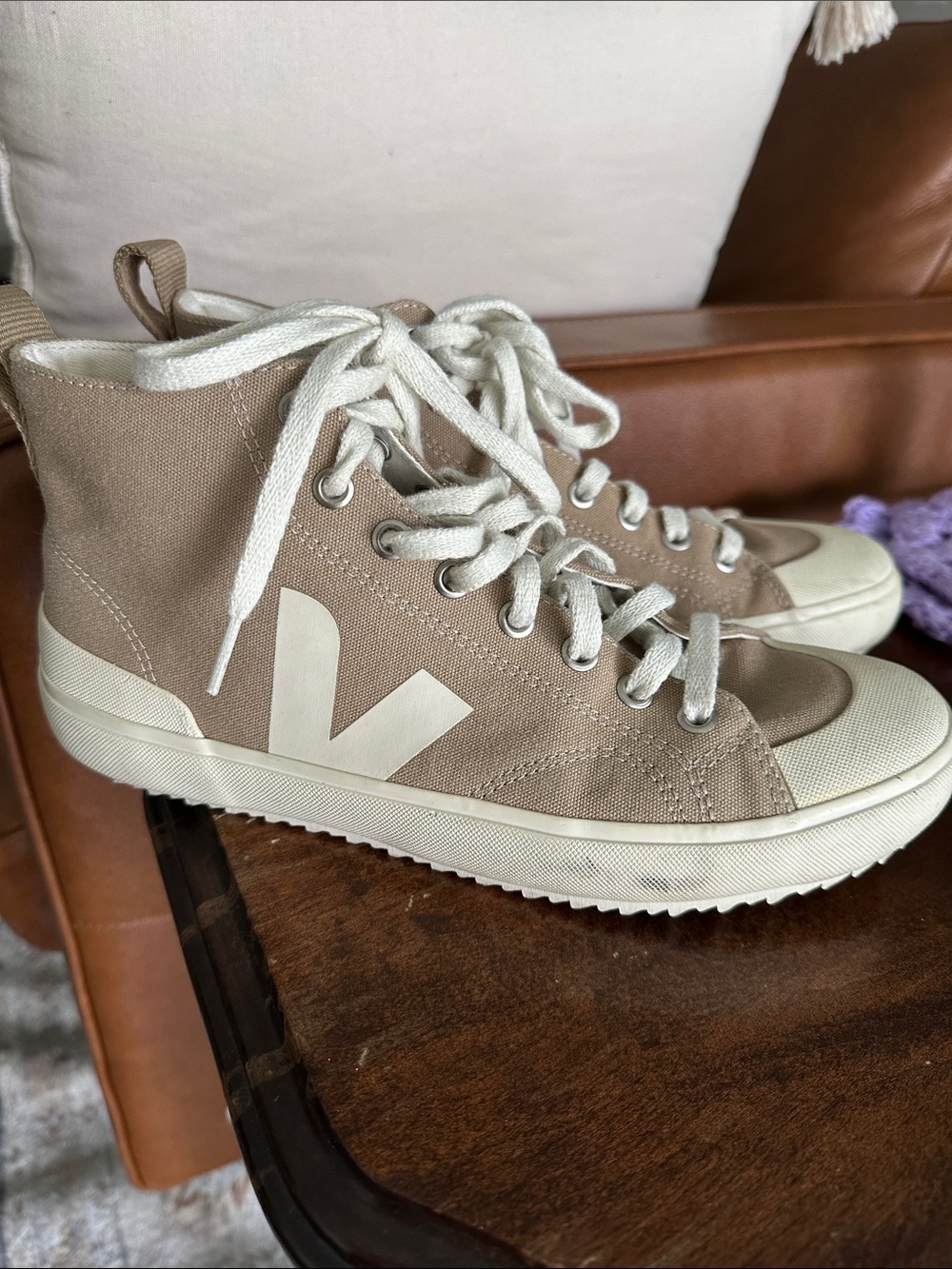 Veja Tan High-Top Sneakers